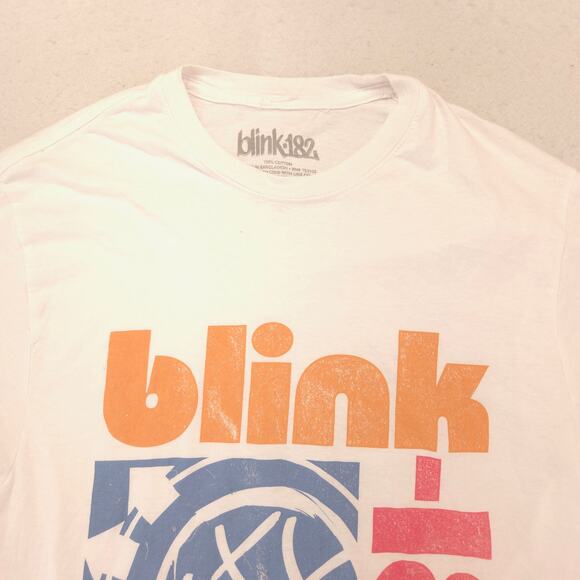 Blink 182 Band Short Sleeve Casual Graphic T-Shirt Adult Mens Size L White - Picture 1 of 9
